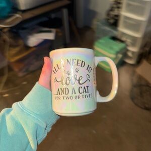 Iridescent cat mug